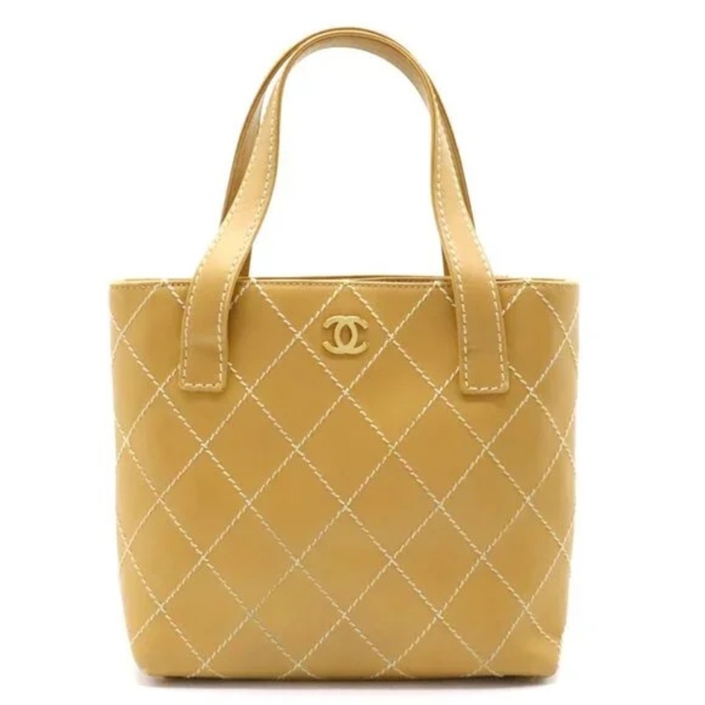 Chanel Tan Quilted Leather Tote with Gold CC Logo